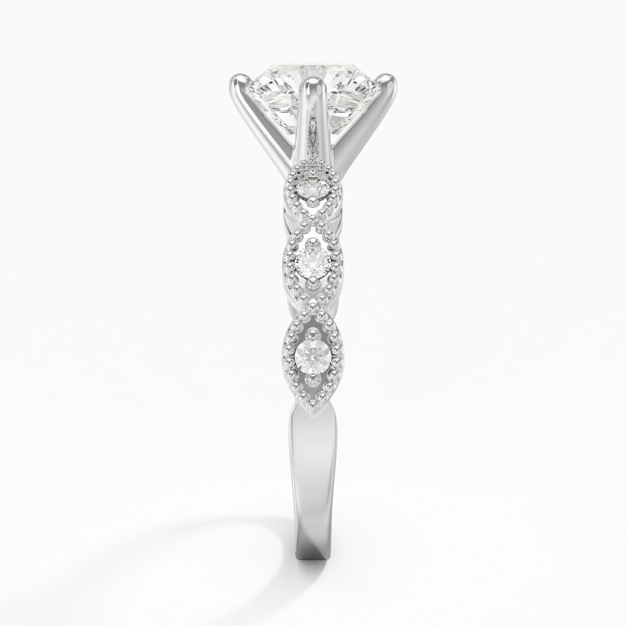 18K White Gold Moissanite Engagement Ring