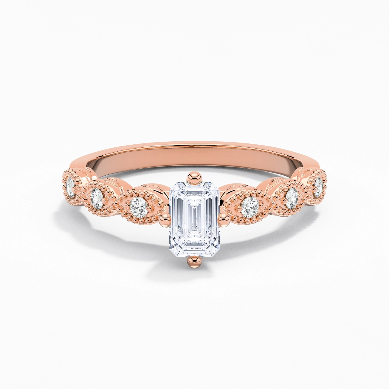 14K Rose Gold Moissanite Engagement Ring