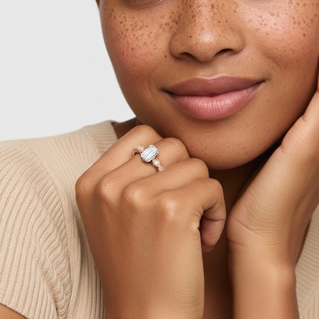 925 Sterling Silver Moissanite Engagement Ring