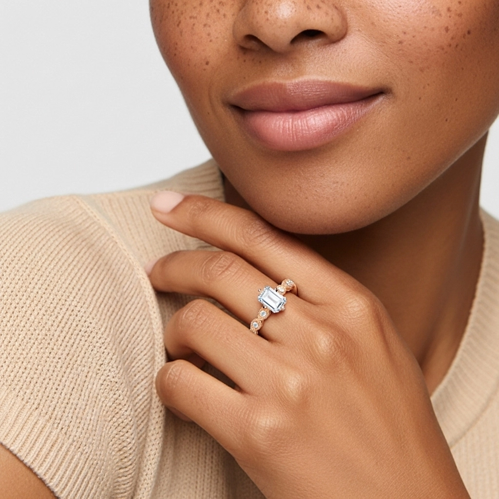 925 Sterling Silver Moissanite Engagement Ring