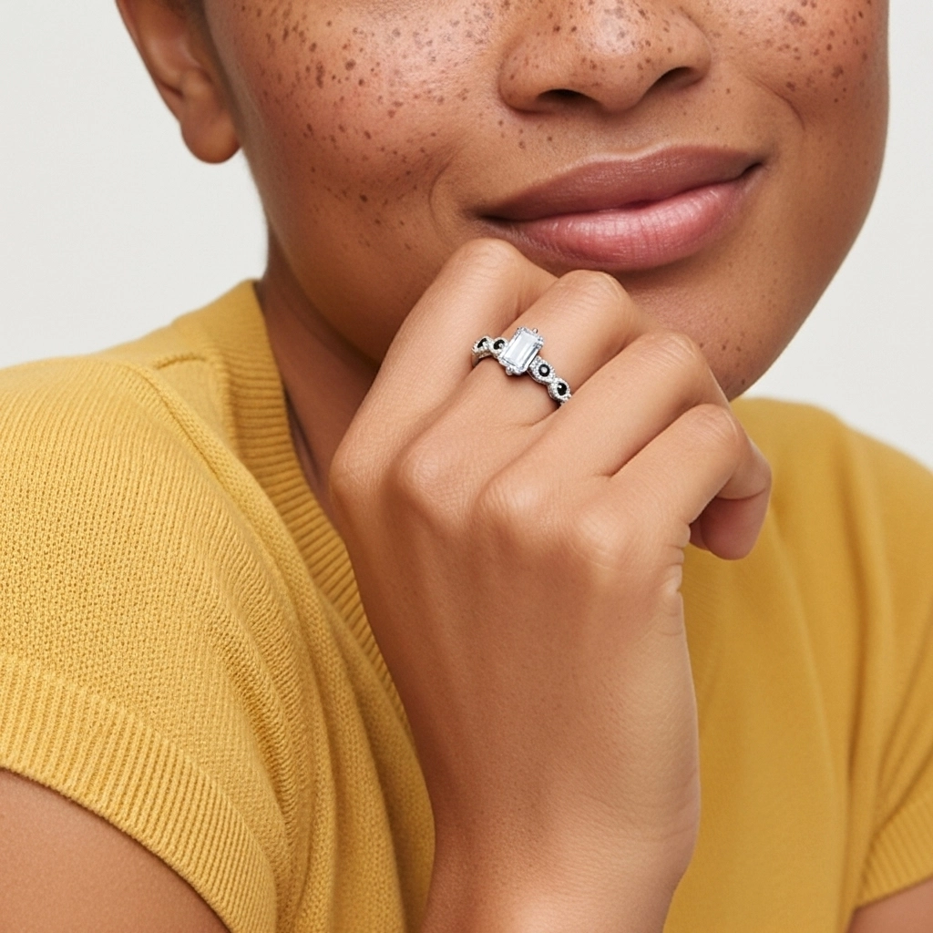 925 Sterling Silver Cubic Zirconia Engagement Ring