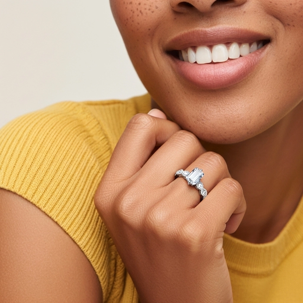 14K White Gold Moissanite Engagement Ring