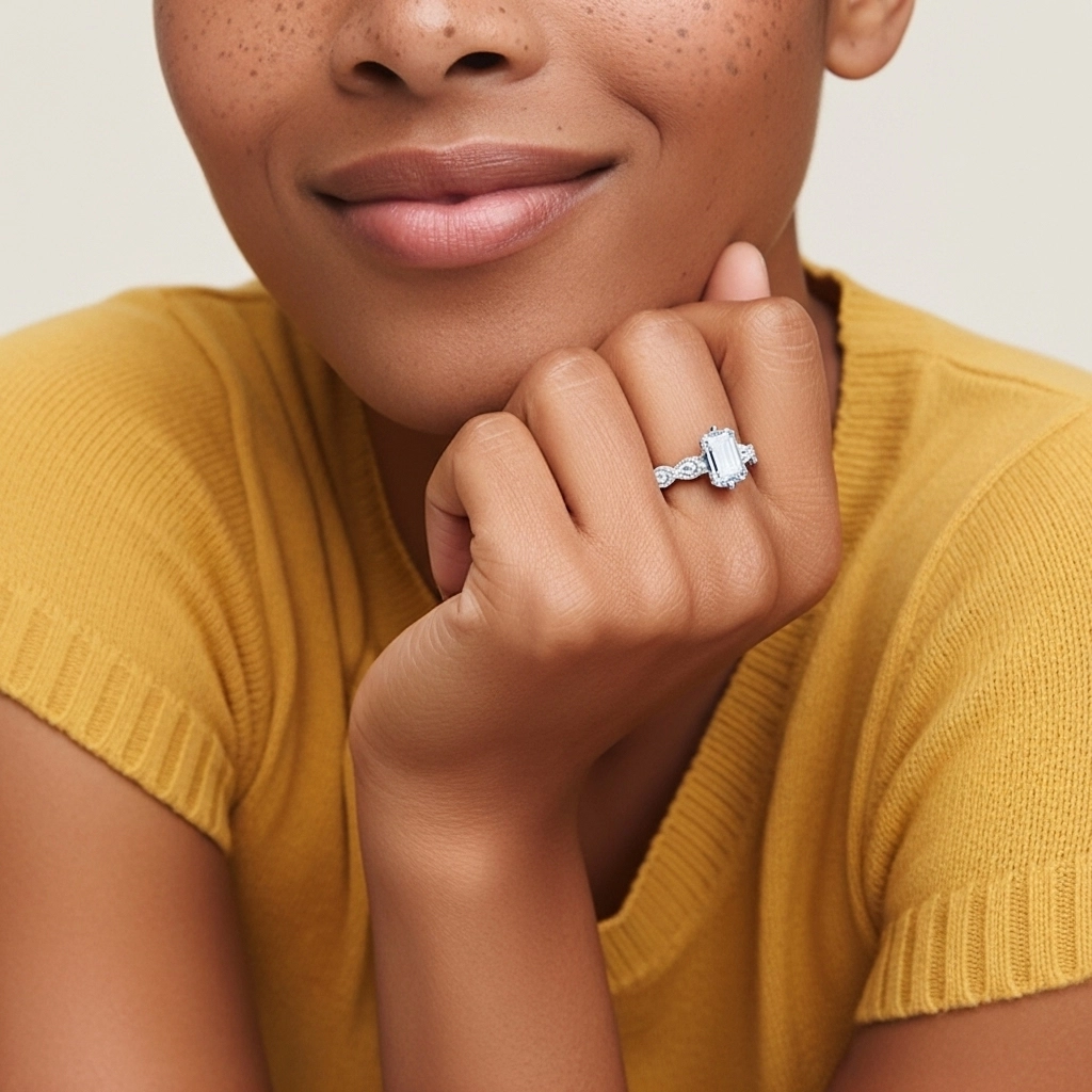 14K White Gold Moissanite Engagement Ring