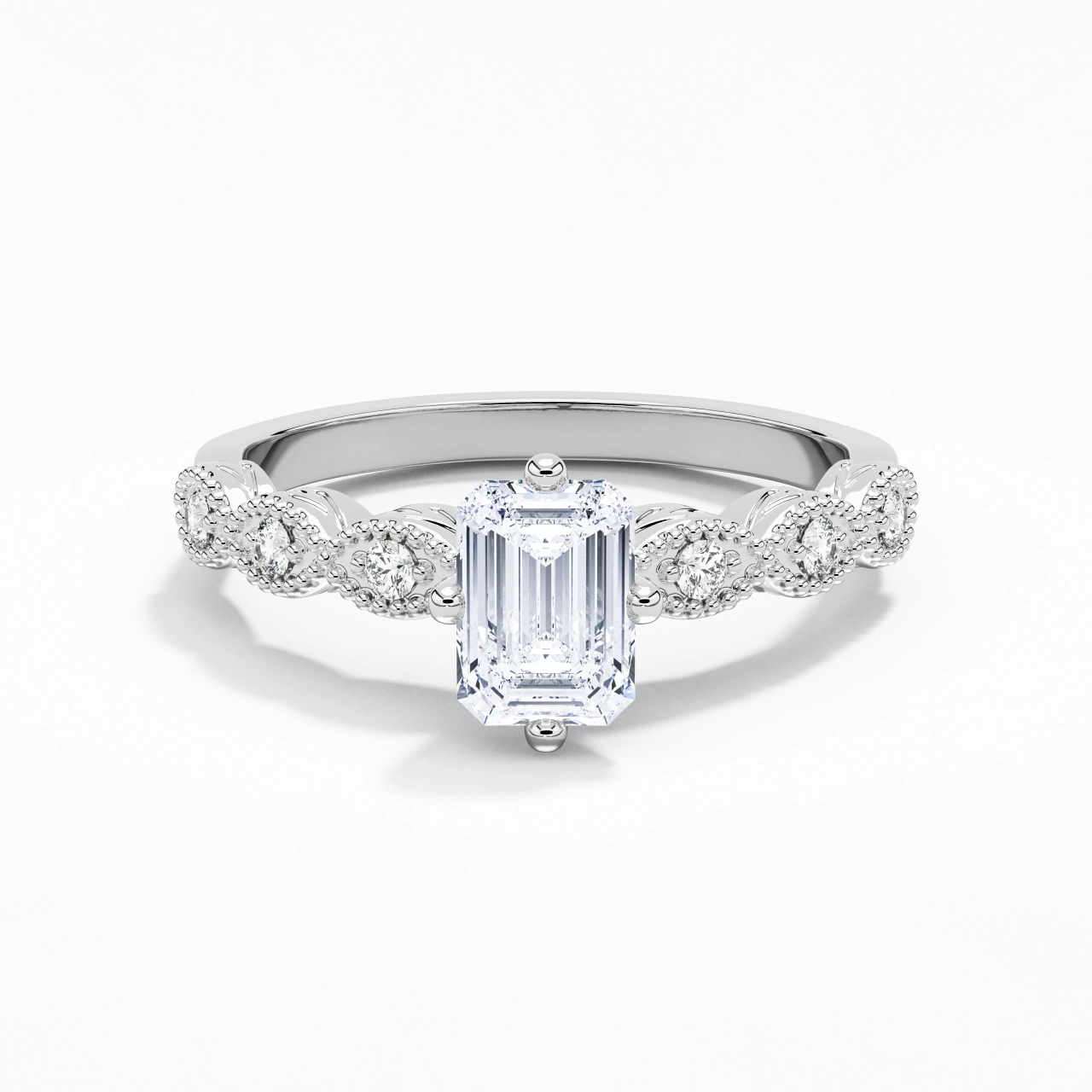14K White Gold Moissanite Engagement Ring