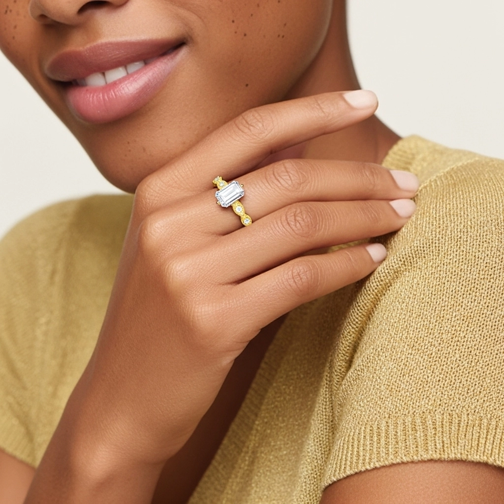 925 Sterling Silver Moissanite Engagement Ring