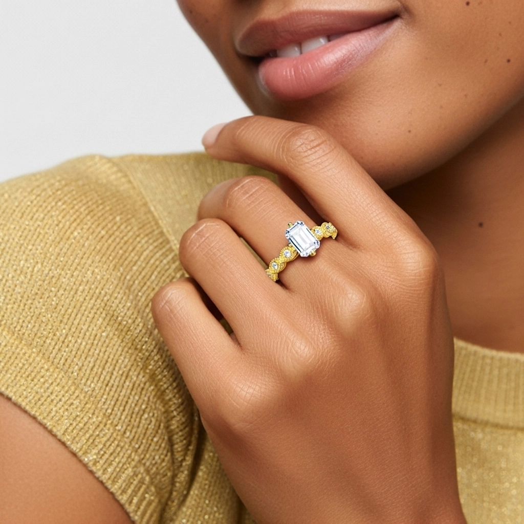 925 Sterling Silver Moissanite Engagement Ring