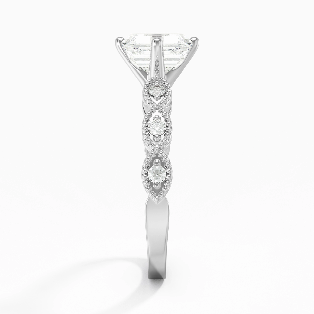 14K White Gold Moissanite Engagement Ring