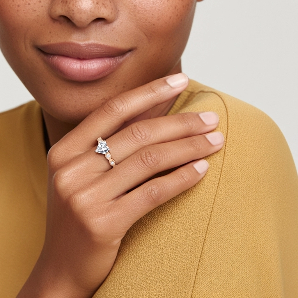 Antique Heart 1.20ct Moissanite Engagement Ring