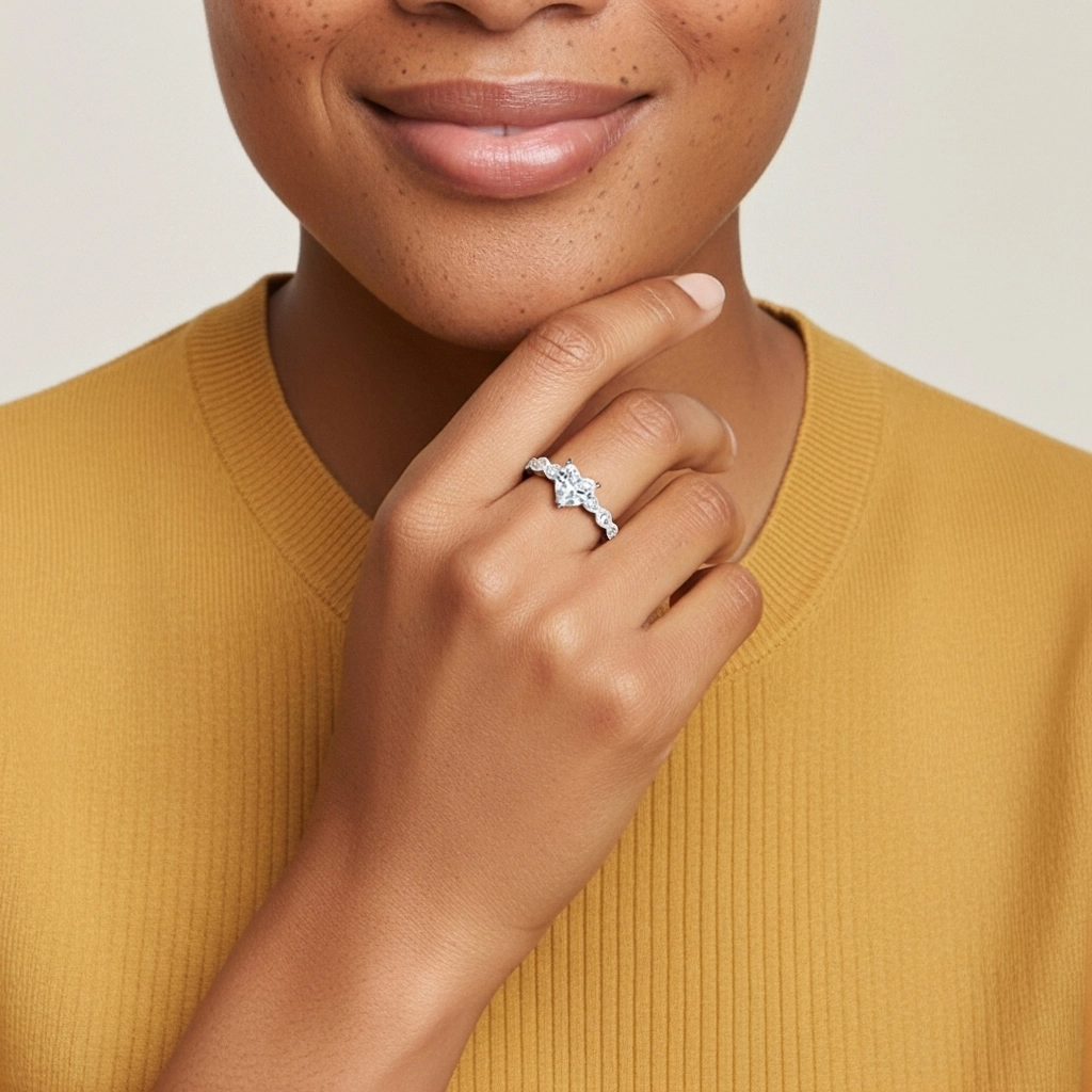 Argent sterling 925 Moissanite Bague de fiançailles