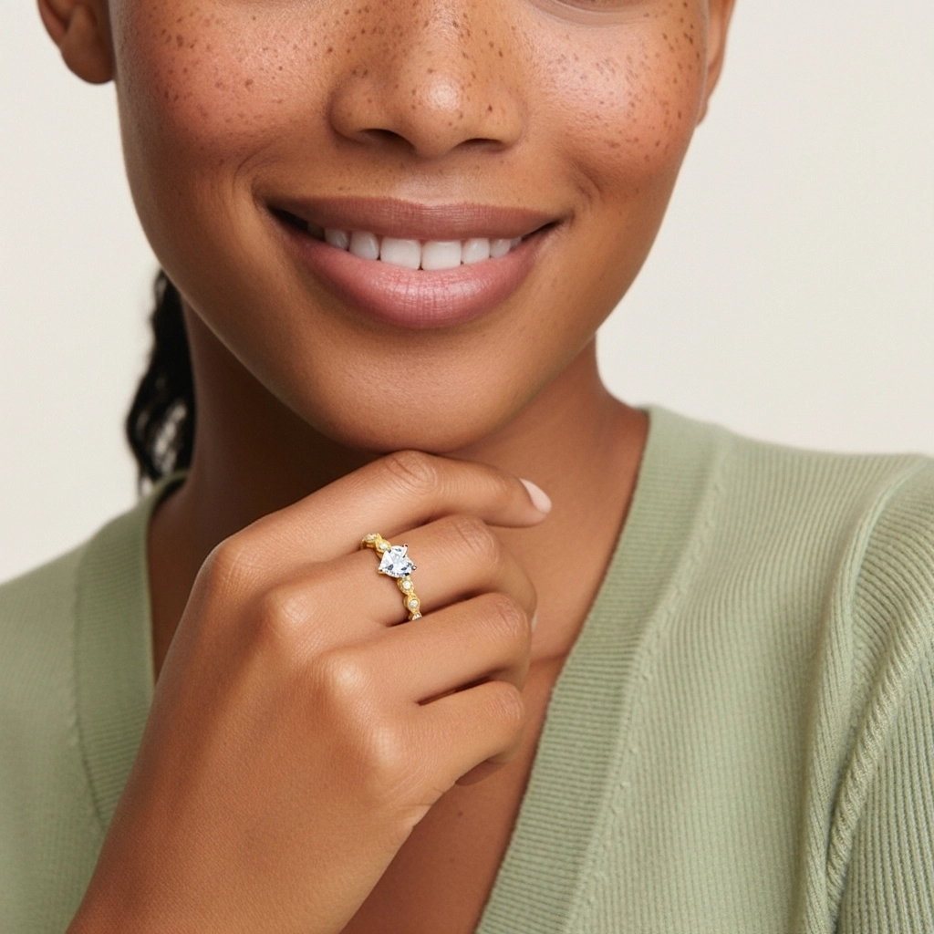 925 Sterling Silver Moissanite Engagement Ring