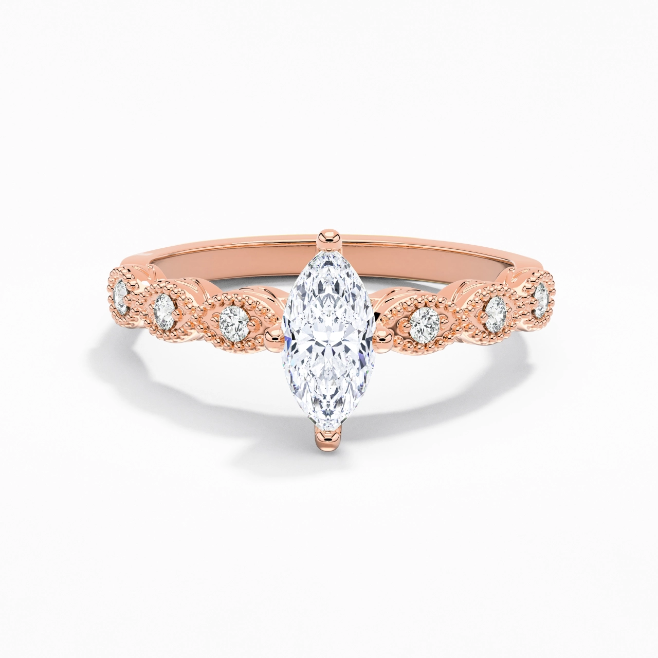Or rose 14 carats Moissanite Bague de fiançailles