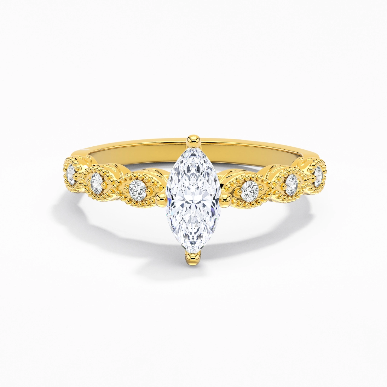 18K Gold Moissanite Engagement Ring