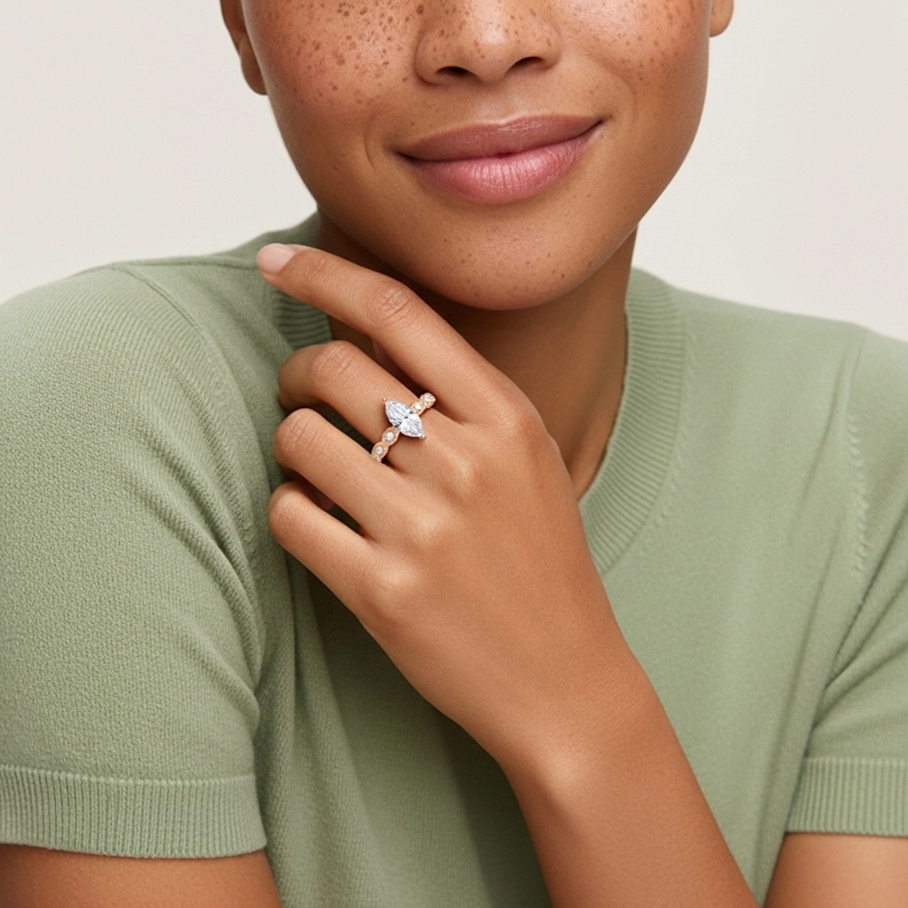 925 Sterling Silver Moissanite Engagement Ring