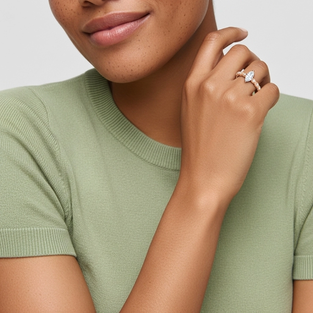 925 Sterling Silver Moissanite Engagement Ring