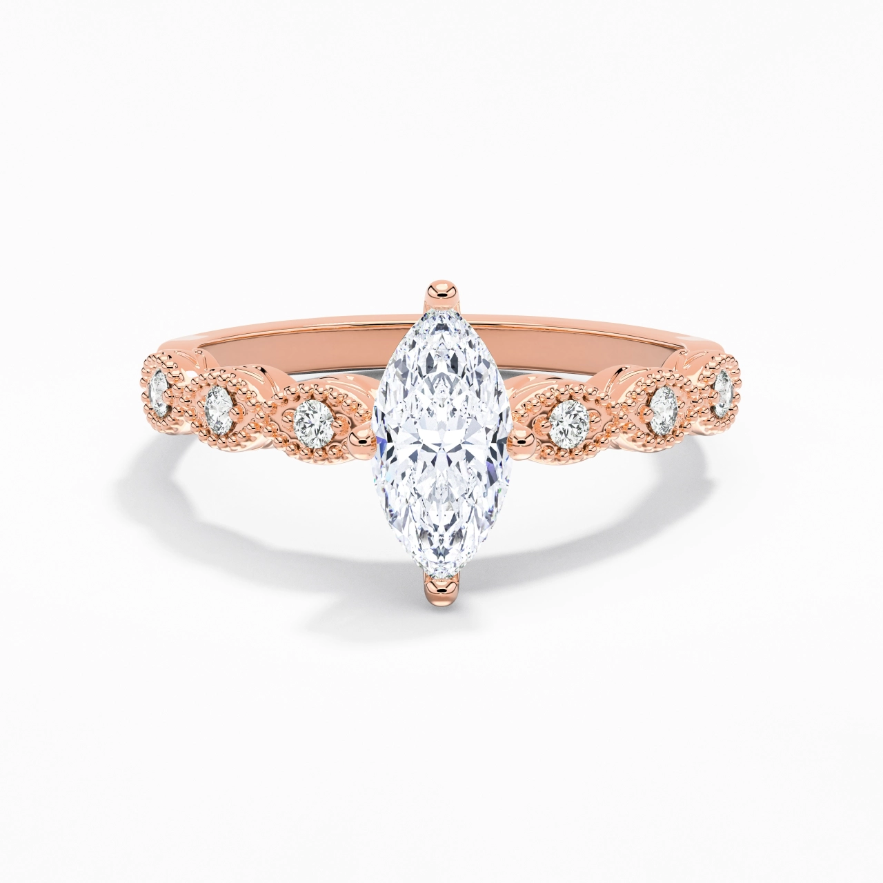18K Rose Gold Moissanite Engagement Ring