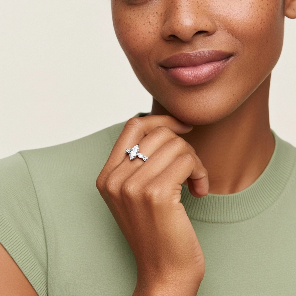 14K White Gold Moissanite Engagement Ring