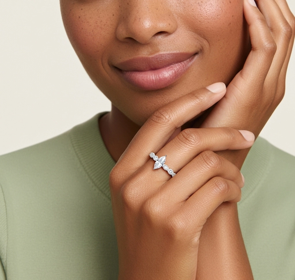 14K White Gold Moissanite Engagement Ring