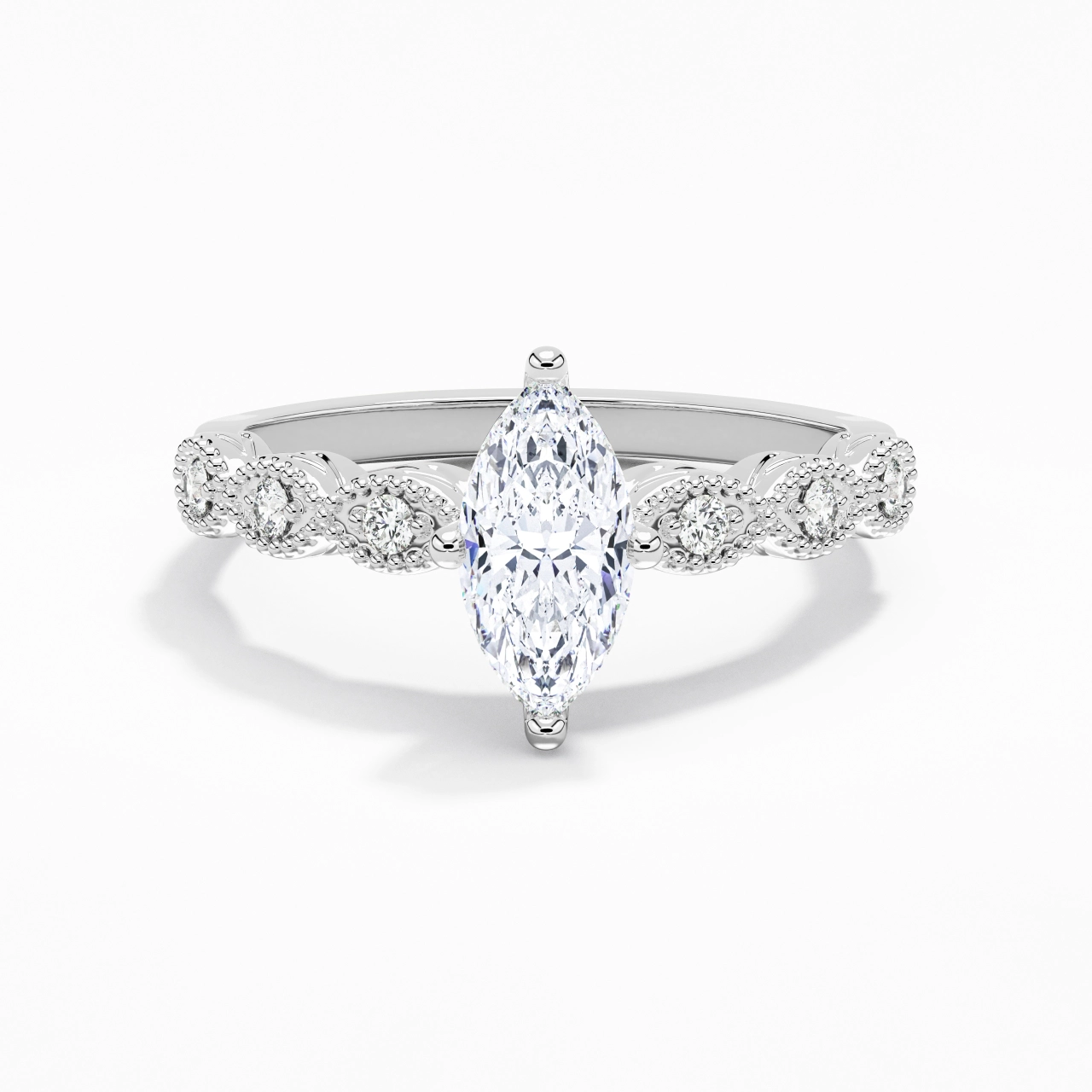 Or blanc 14 carats Moissanite Bague de fiançailles