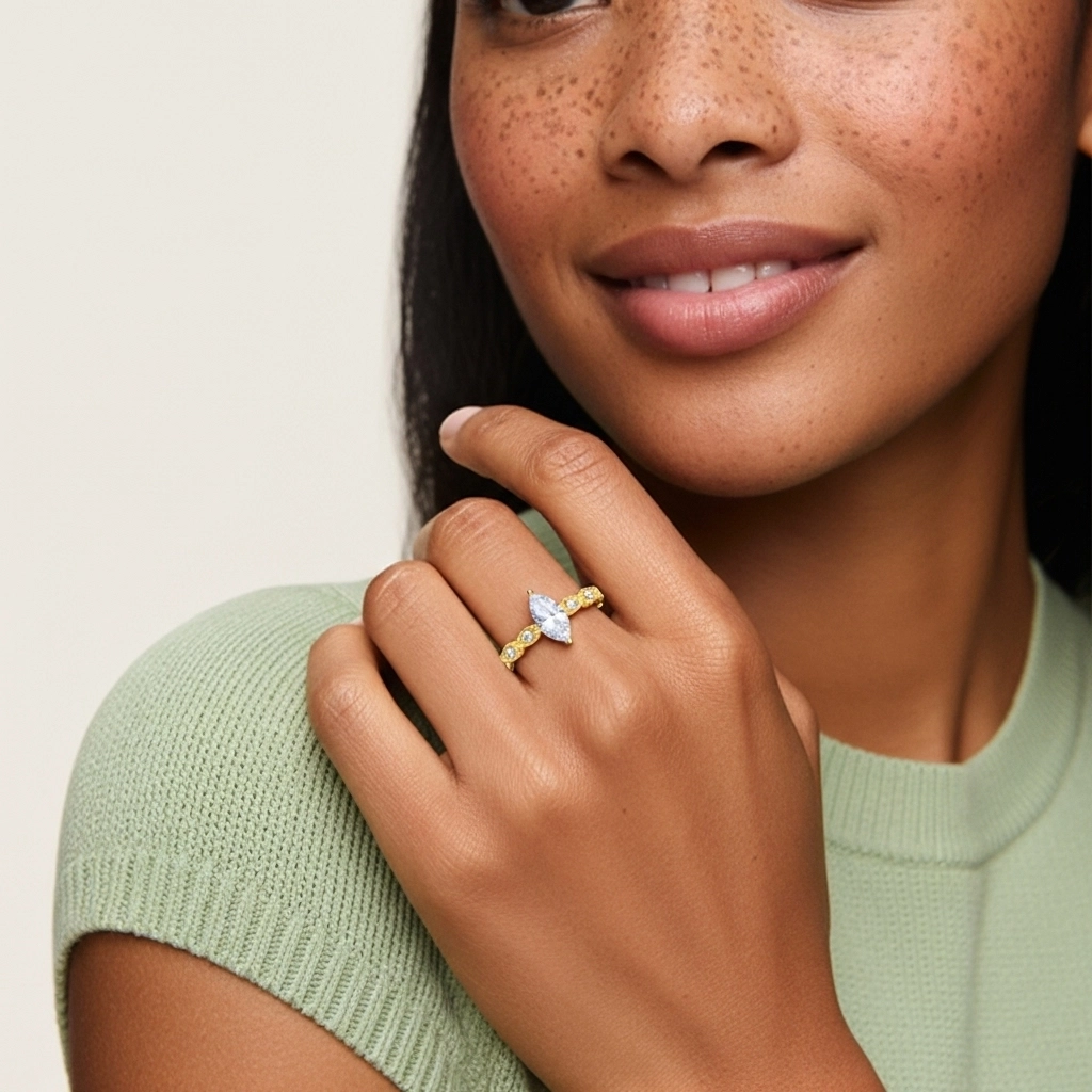 925 Sterling Silver Moissanite Engagement Ring