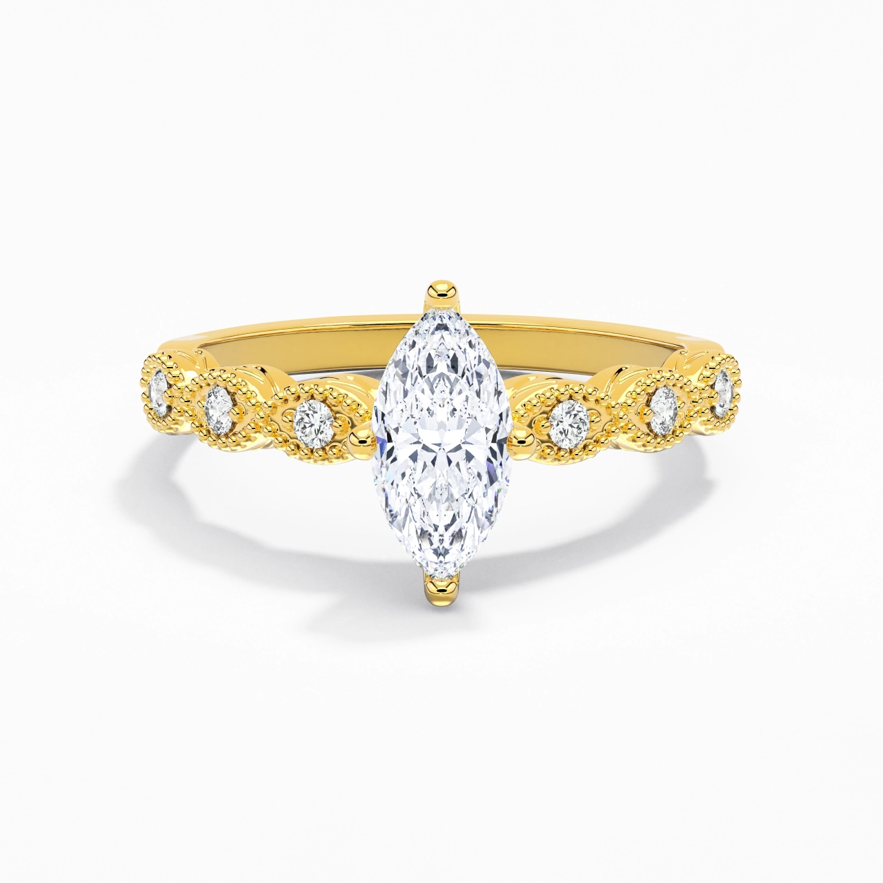 18K Gold Moissanite Engagement Ring