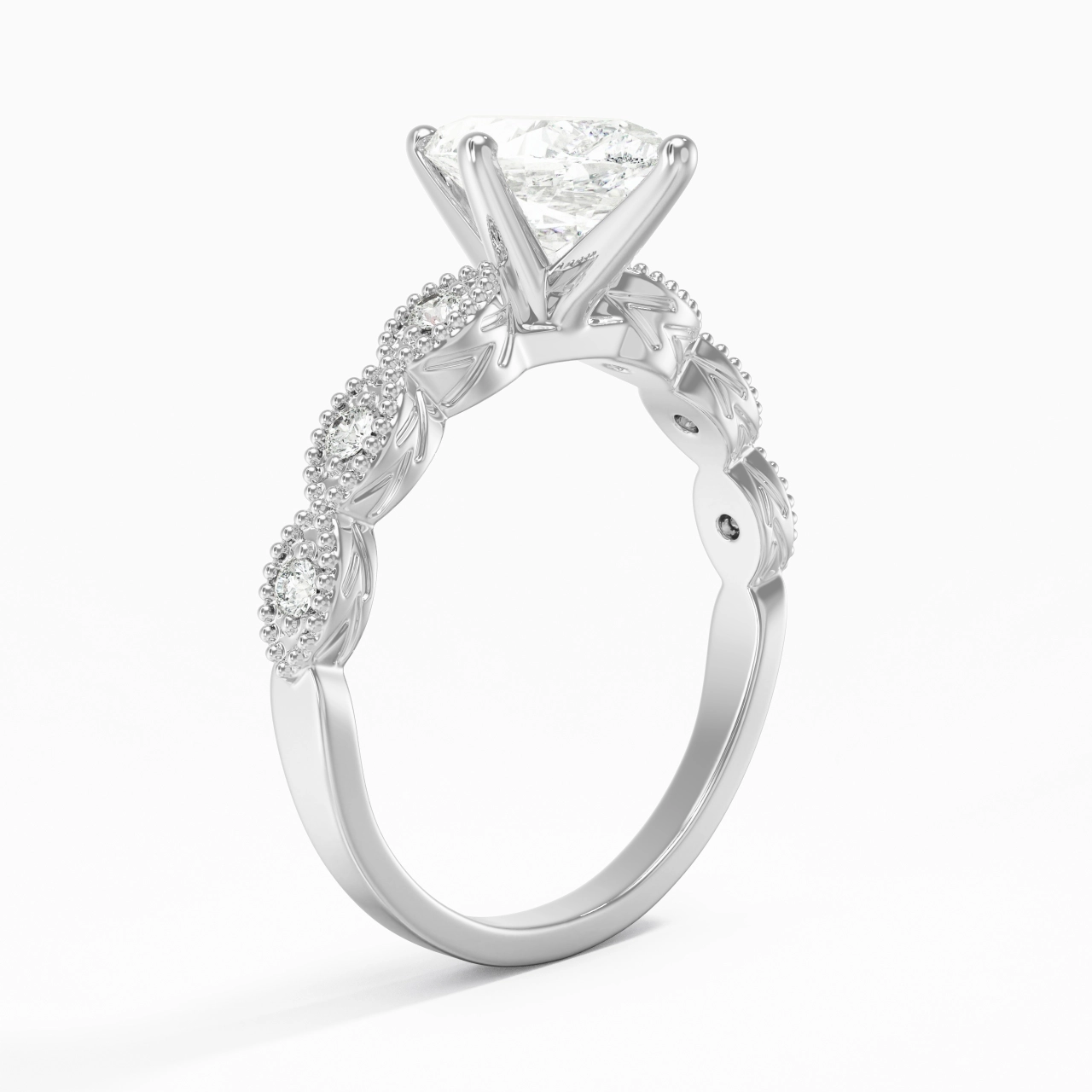 Or blanc 14 carats Moissanite Bague de fiançailles