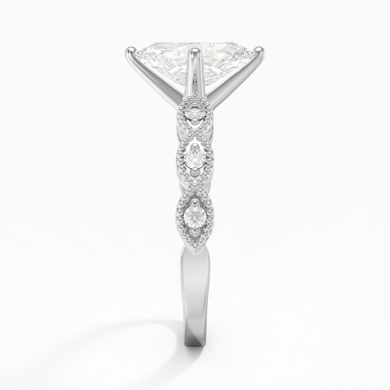 14K White Gold Moissanite Engagement Ring