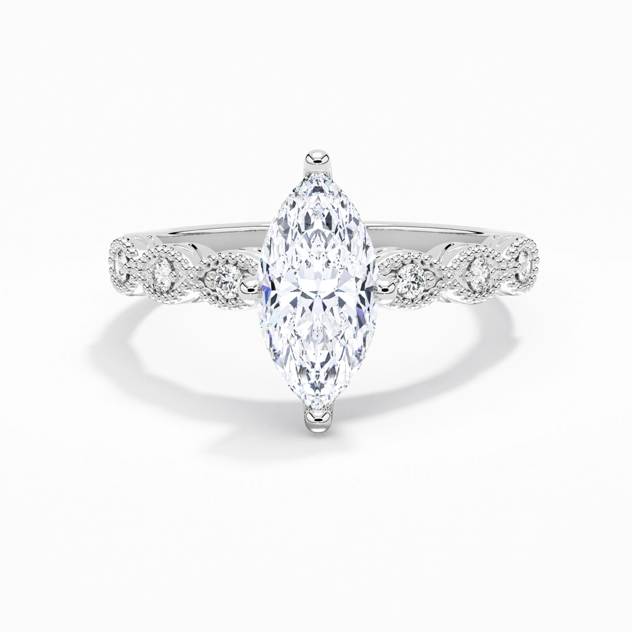 18K White Gold Moissanite Engagement Ring