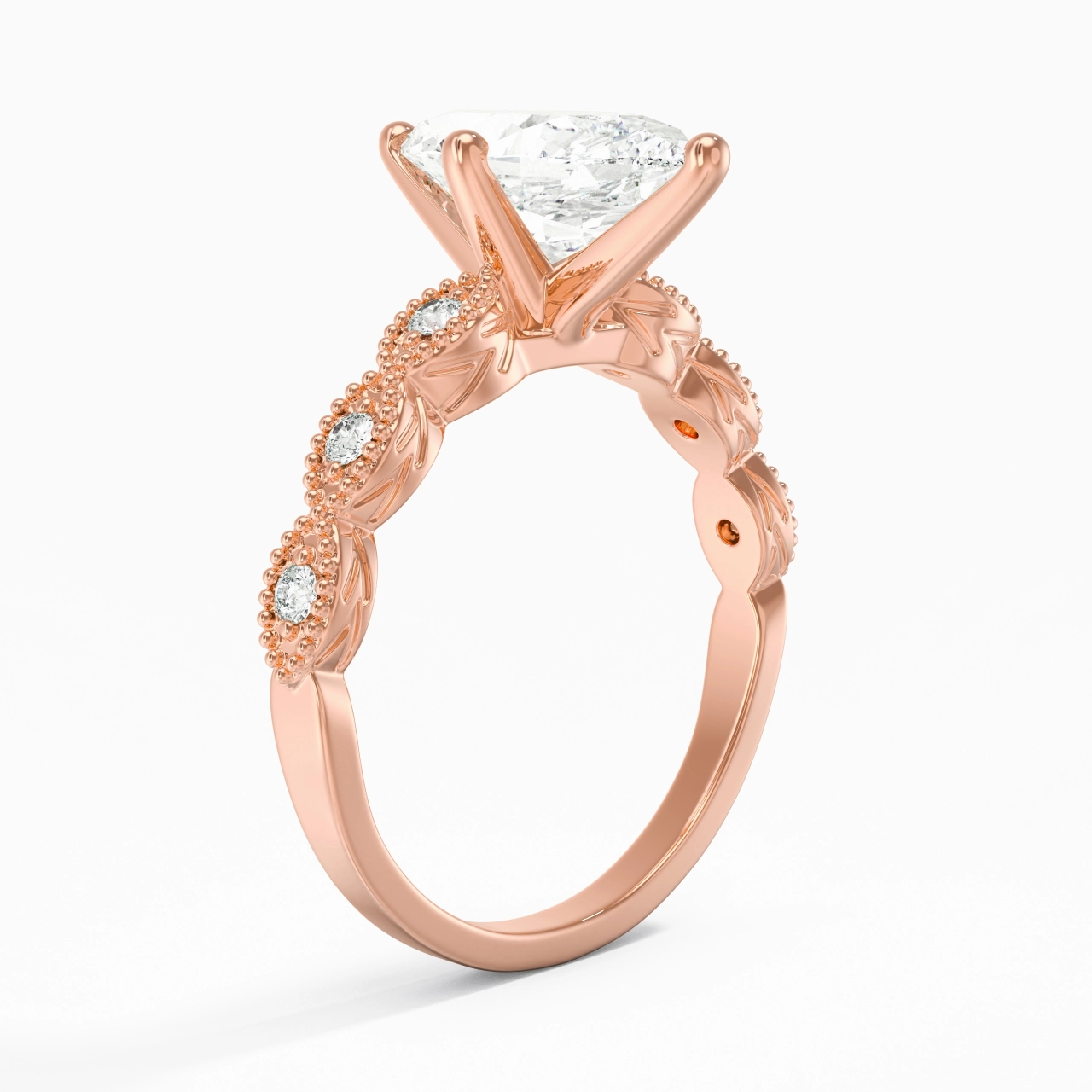 18K Rose Gold Moissanite Engagement Ring