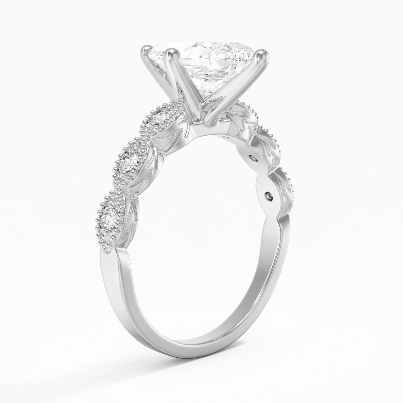 18K White Gold Moissanite Engagement Ring