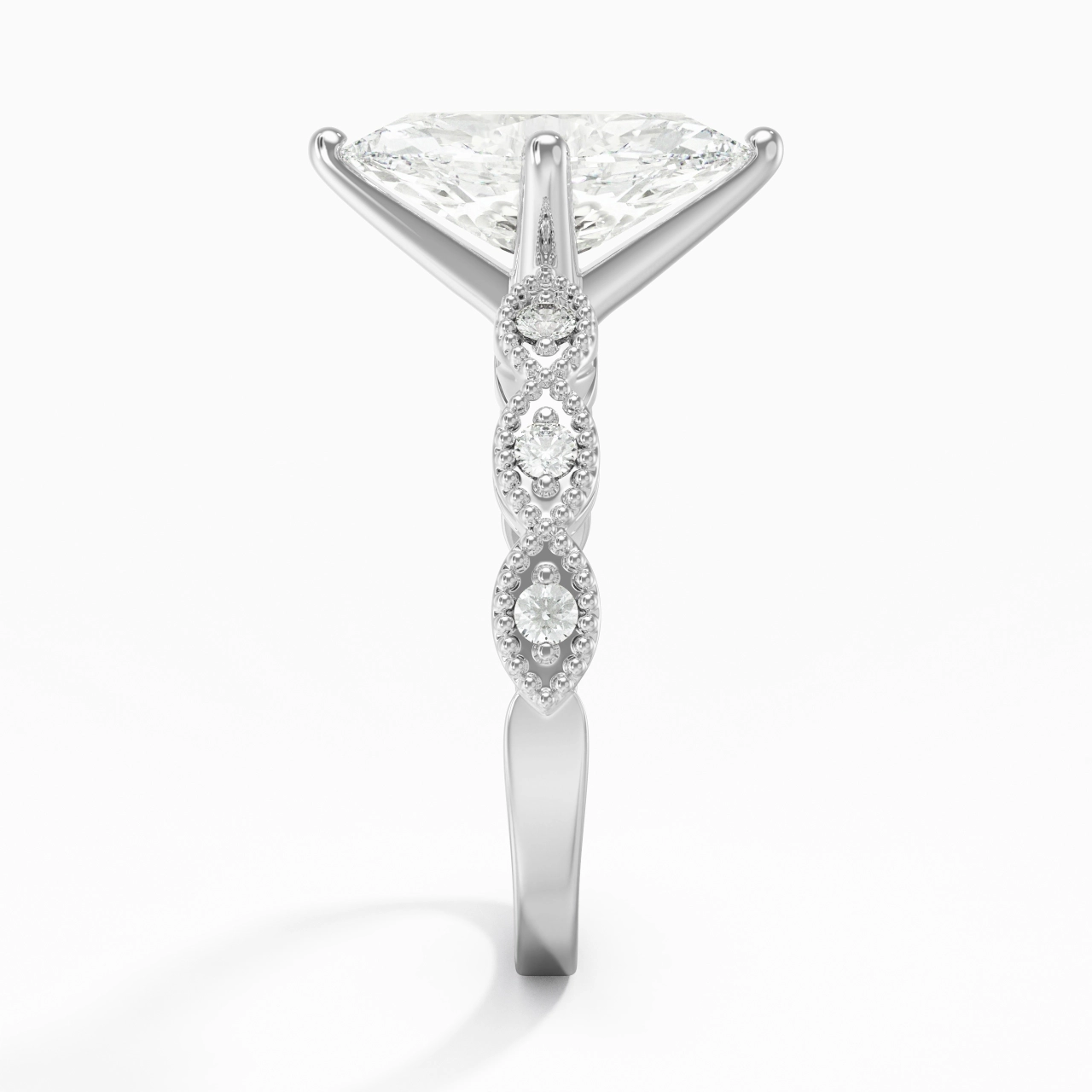 14K White Gold Moissanite Engagement Ring