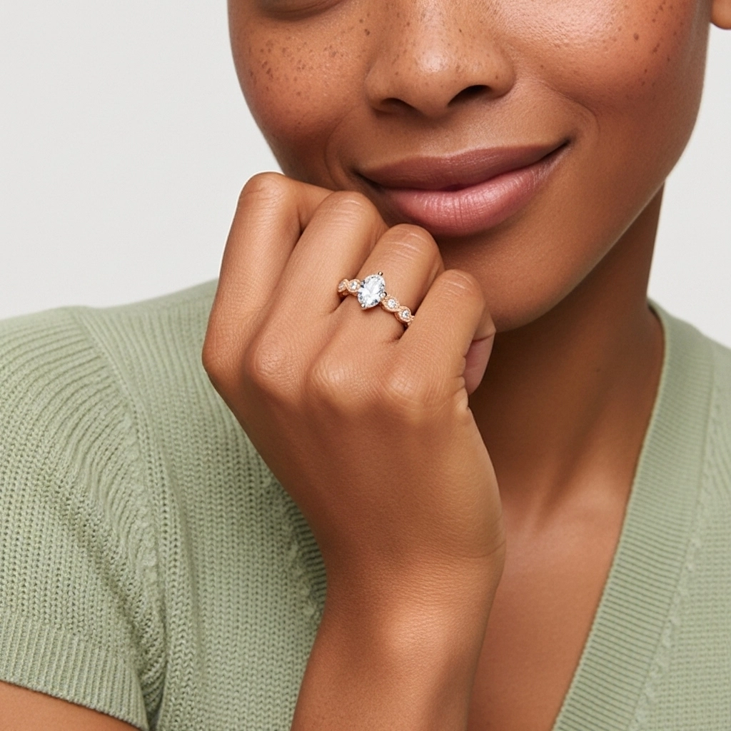 925 Sterling Silver Moissanite Engagement Ring