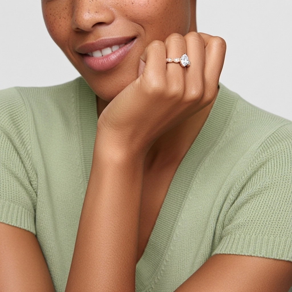 925 Sterling Silver Moissanite Engagement Ring