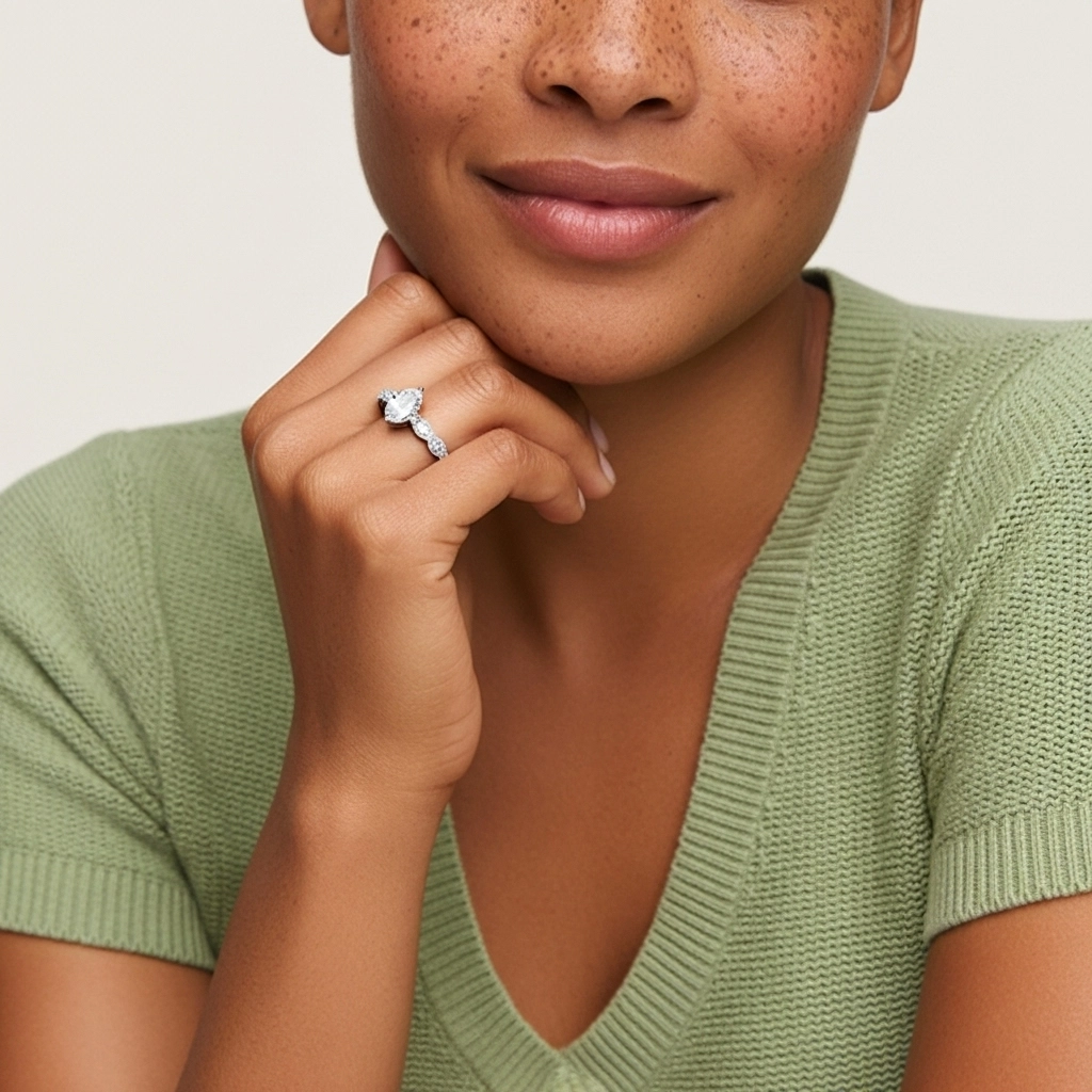 925 Sterling Silver Moissanite Engagement Ring