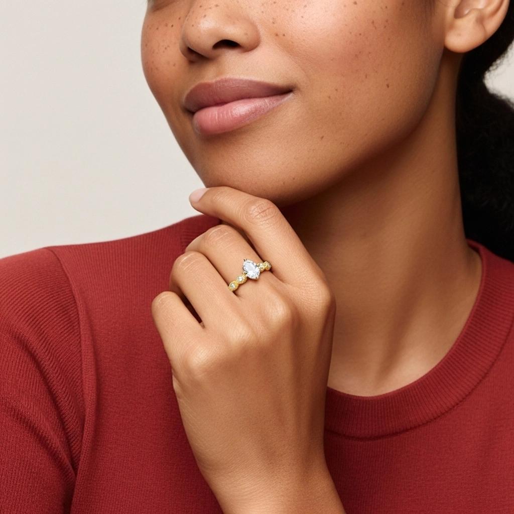 Argent sterling 925 Moissanite Bague de fiançailles