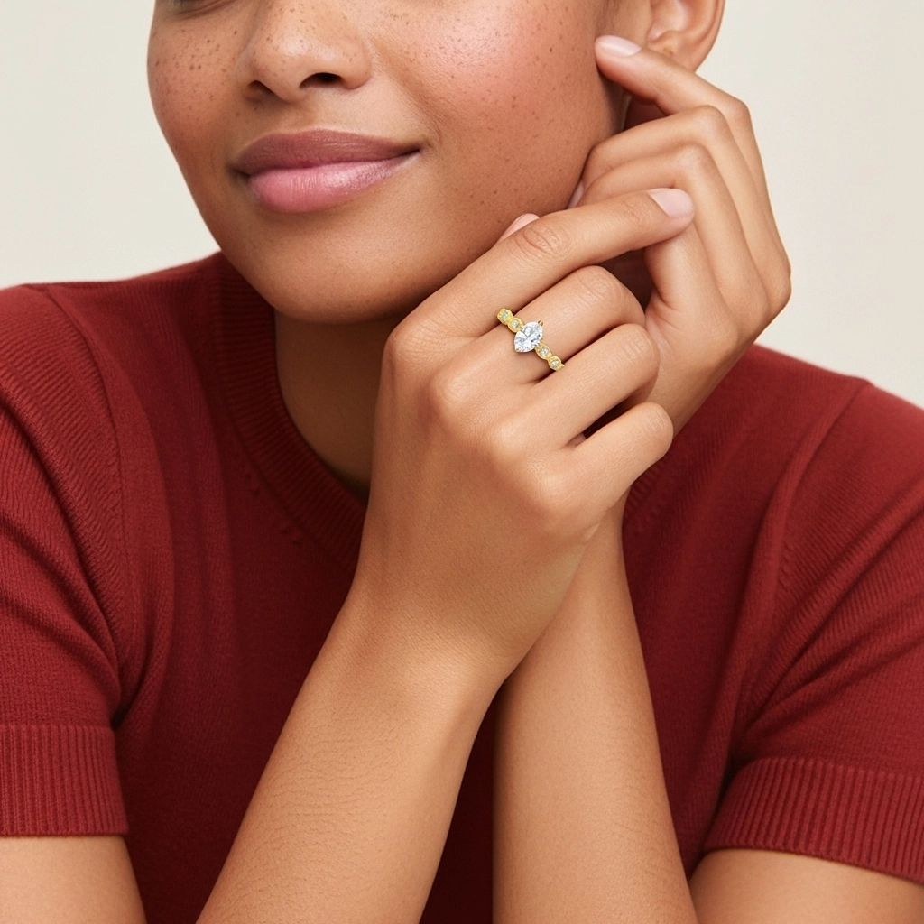 Argent sterling 925 Moissanite Bague de fiançailles