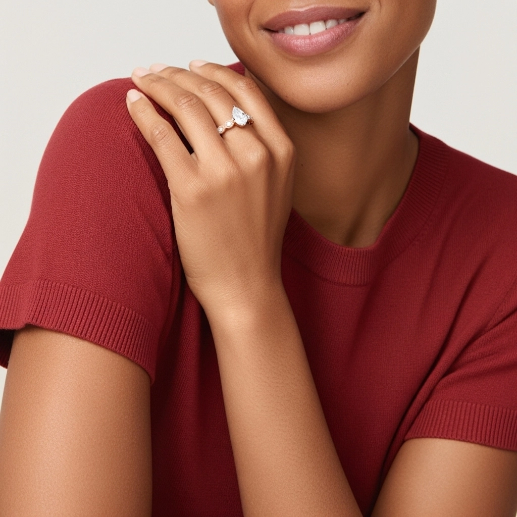 Antique Pear 1.50ct Moissanite Engagement Ring