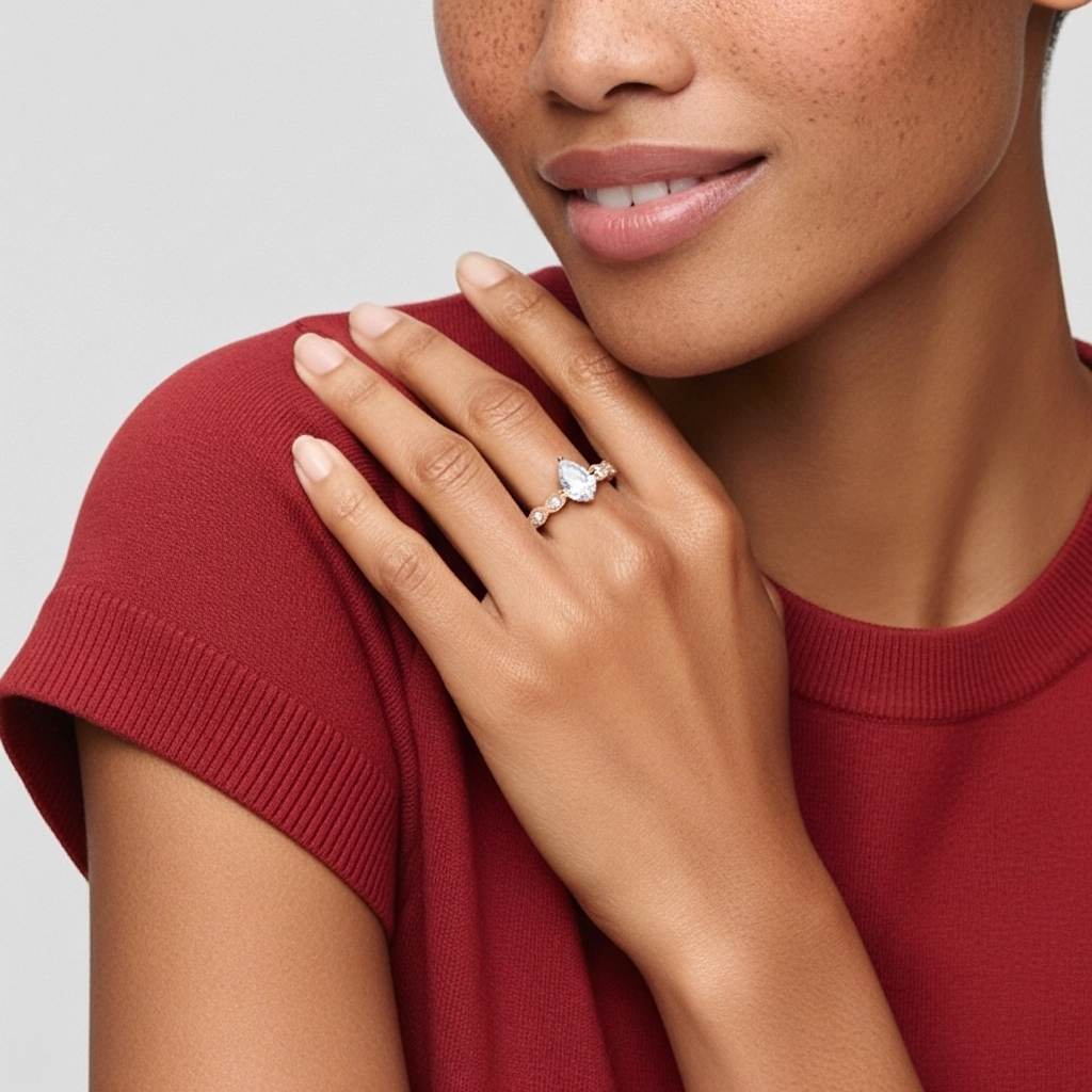 Antique Pear 1.50ct Moissanite Engagement Ring