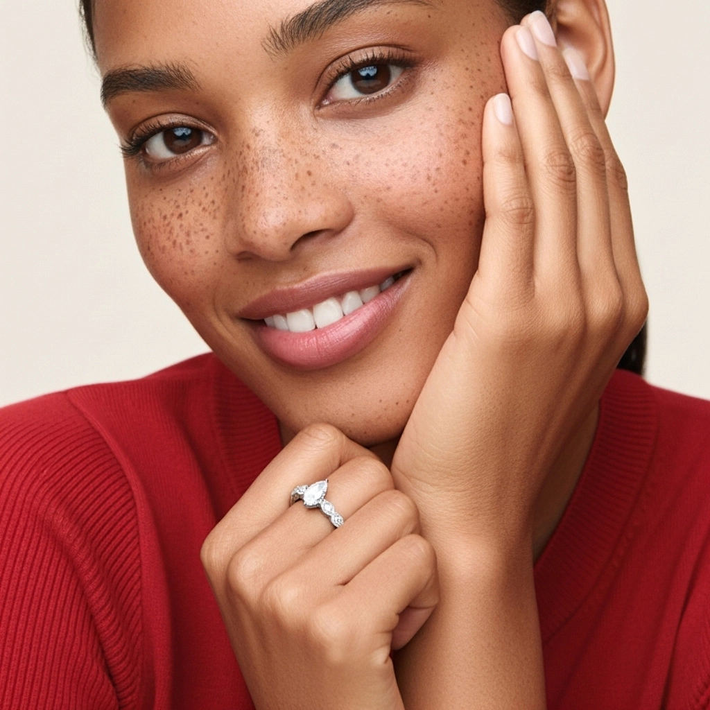 Argent sterling 925 Moissanite Bague de fiançailles