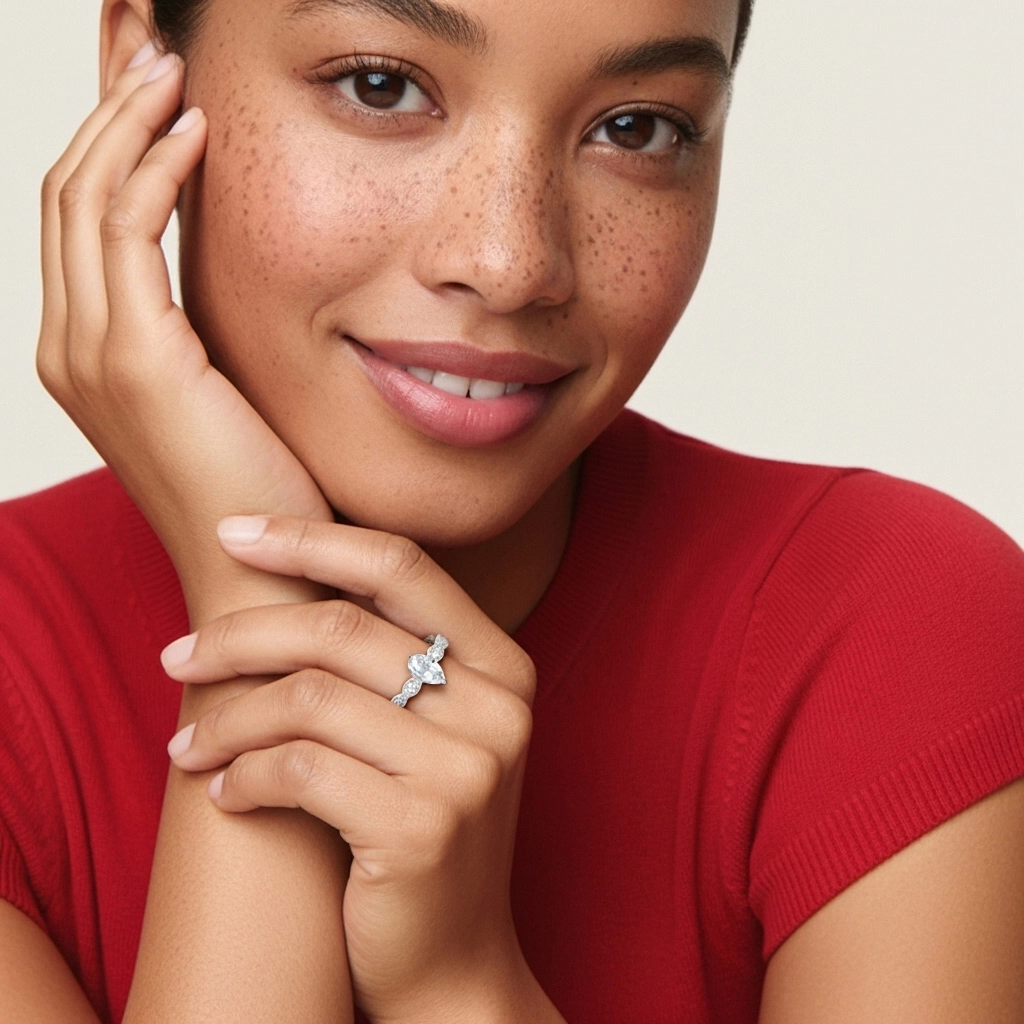 Argent sterling 925 Moissanite Bague de fiançailles