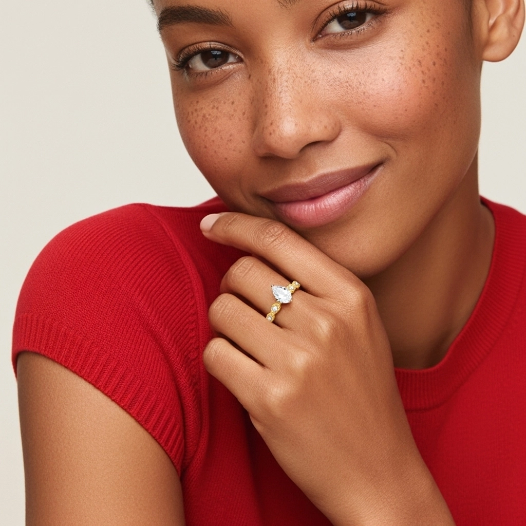 925 Sterling Silver Moissanite Engagement Ring