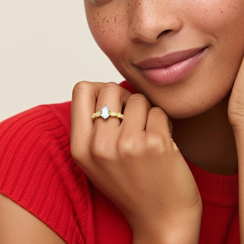 925 Sterling Silver Moissanite Engagement Ring