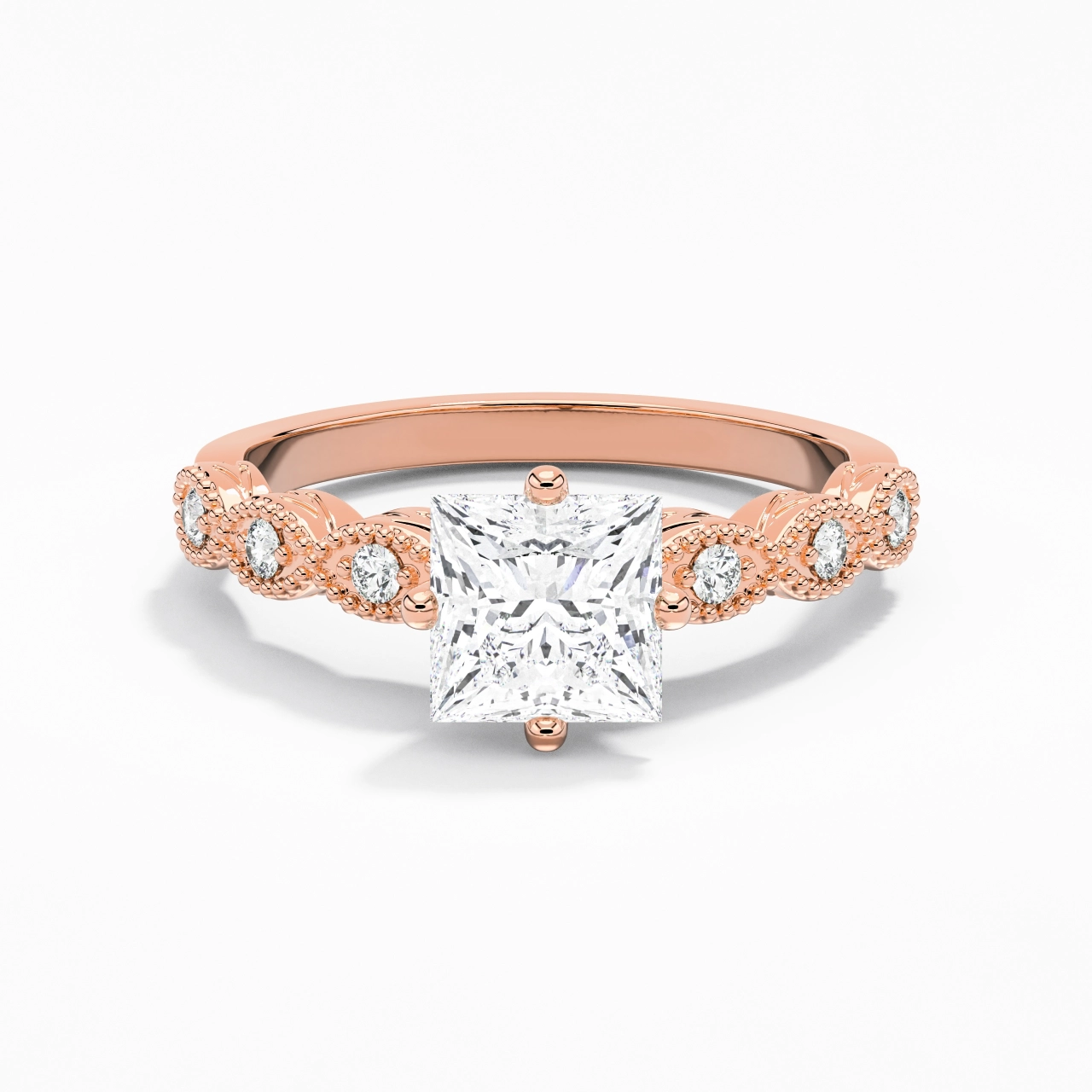 18K Rose Gold Moissanite Engagement Ring