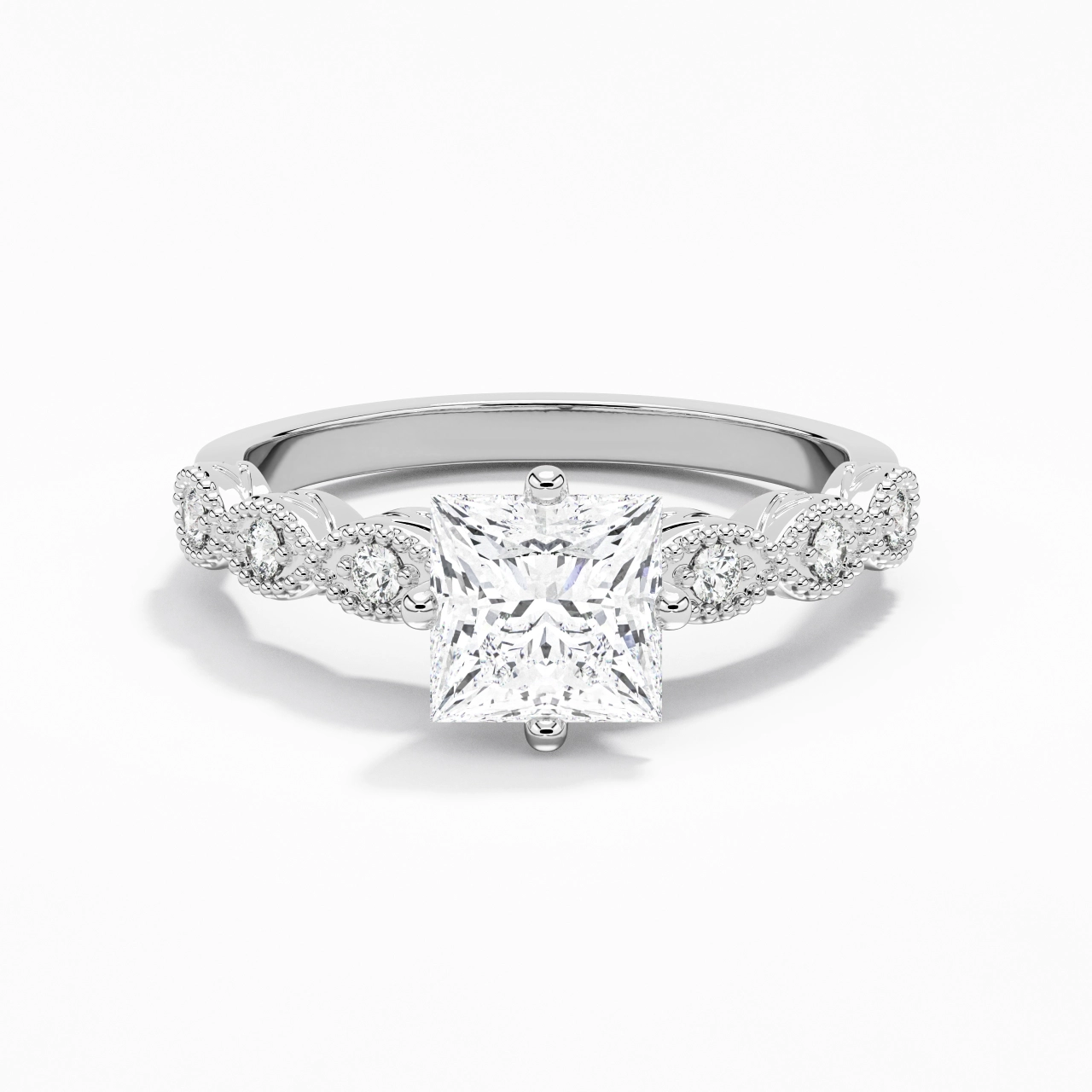 14K White Gold Moissanite Engagement Ring