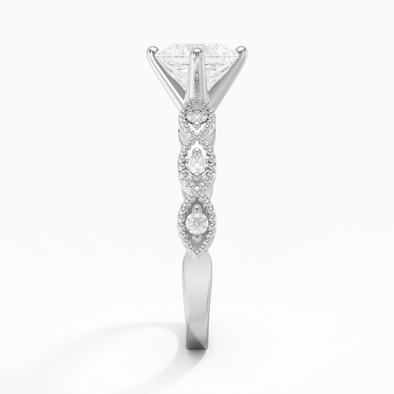 14K White Gold Moissanite Engagement Ring