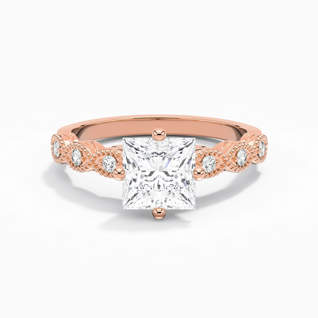 18K Rose Gold Moissanite Engagement Ring