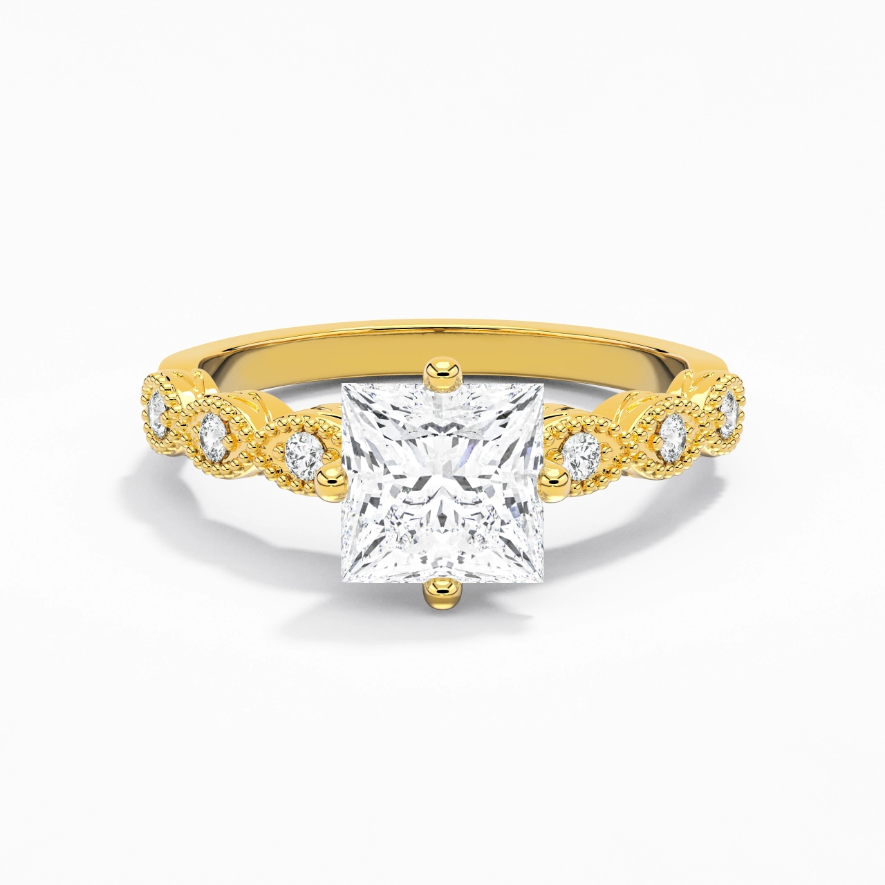 18K Gold Moissanite Engagement Ring