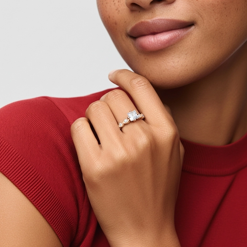 925 Sterling Silver Moissanite Engagement Ring