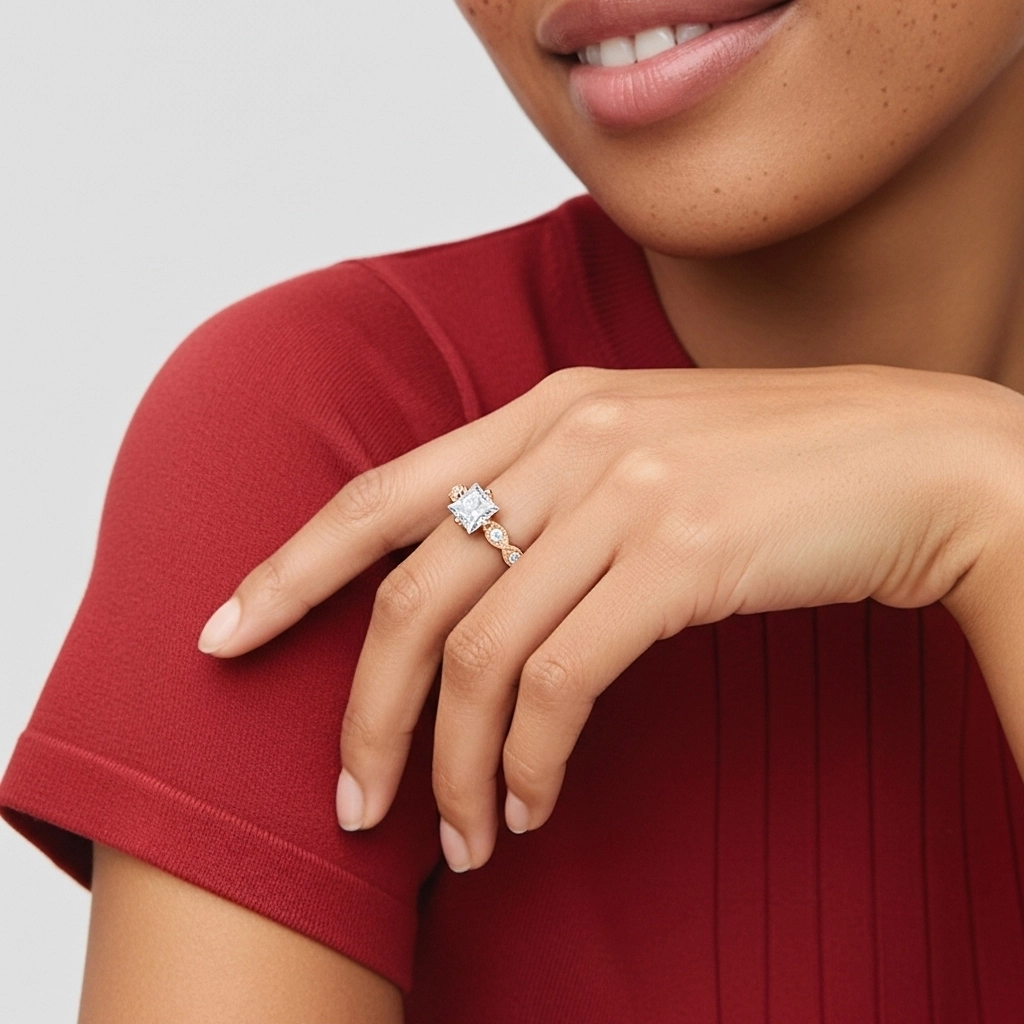 925 Sterling Silver Moissanite Engagement Ring