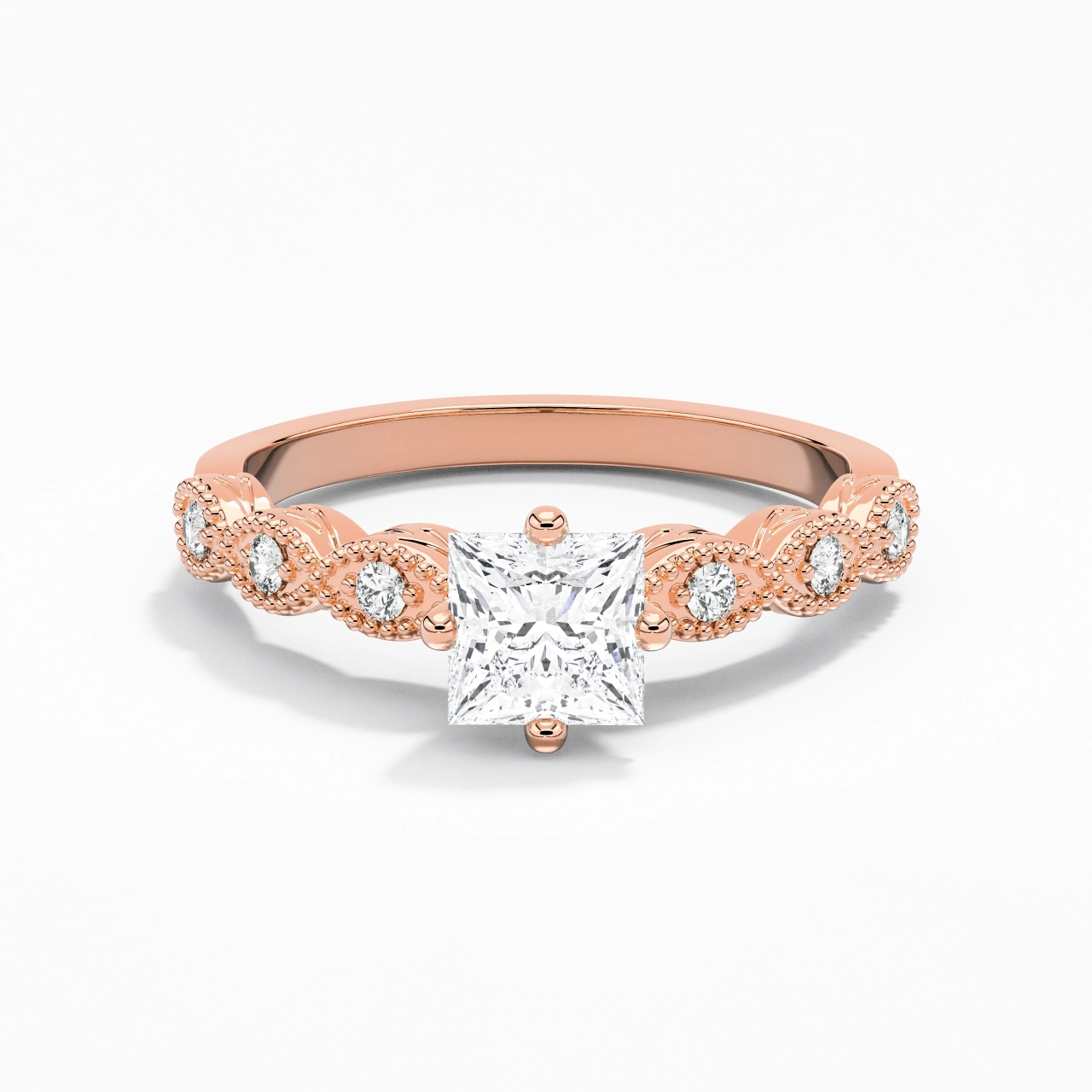 18K Rose Gold Moissanite Engagement Ring