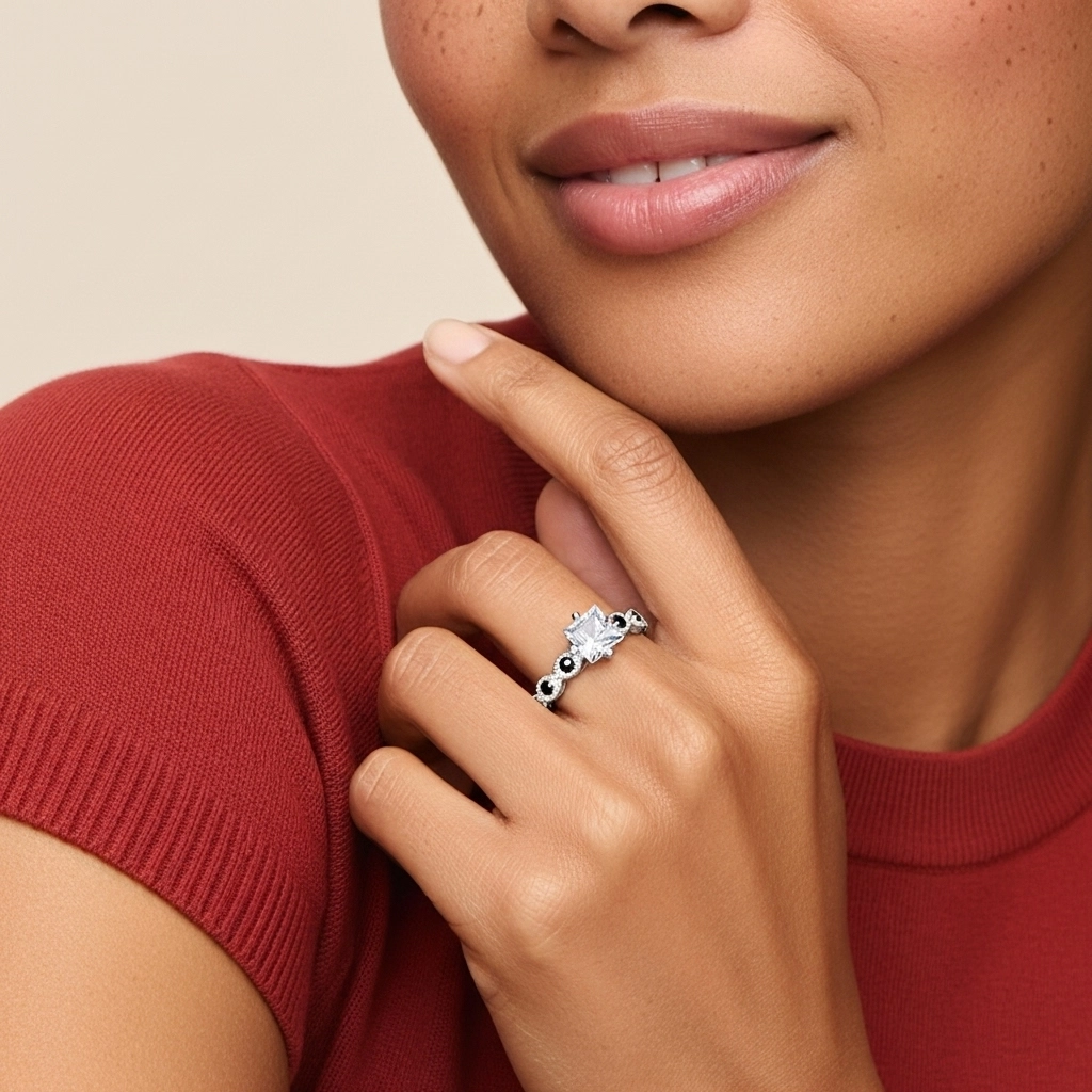 925 Sterling Silver Cubic Zirconia Engagement Ring